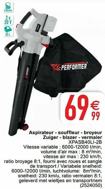 Cora X-performer aspirateur - souffleur - broyeur zuiger - blazer - vermaler xpasb40li-2b aanbieding