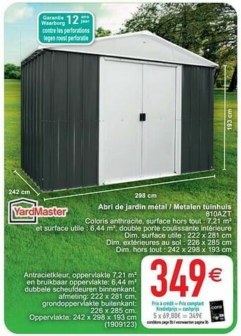 Abri de jardin métal - metalen tuinhuis 810azt