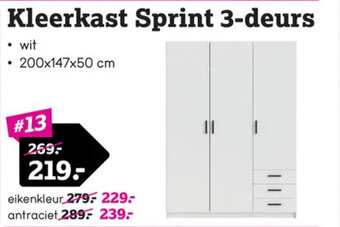 Leen Bakker Kleerkast Sprint 3-deurs aanbieding