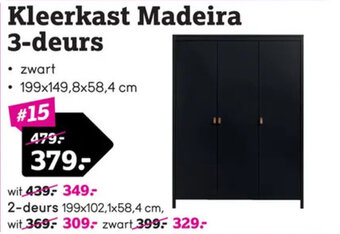 Leen Bakker Kleerkast Madeira 3-deurs aanbieding