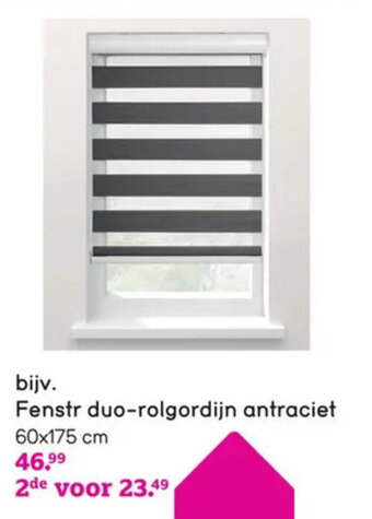 Leen Bakker Fenstr duo-rolgordijn antraciet 60x175 cm aanbieding