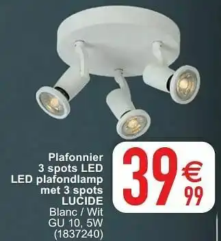 Cora Plafonnier 3 spots led led plafondlamp met 3 spots lucide aanbieding