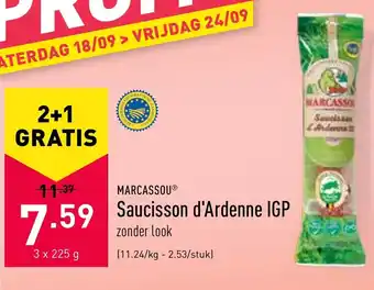 ALDI Marcassou Saucisson d'Ardenne IGP 3x225g aanbieding