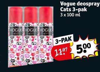 Kruidvat Vogue deospray cats 3 x 100ml aanbieding