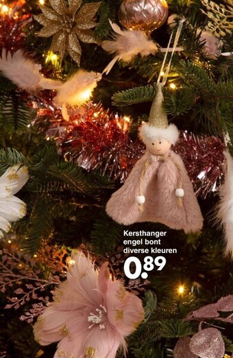 Wibra Kersthanger engel bont diverse kleuren aanbieding