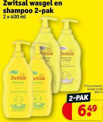 Kruidvat Zwitsal wasgel en shampoo 2 x 400ml aanbieding