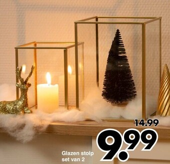 Wibra Glazen stolp set van 2 aanbieding