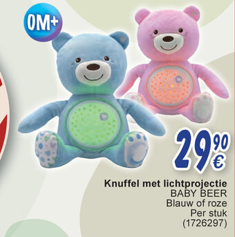 Cora Knuffel met lichtprojectie BABY BEER Blauw of roze aanbieding