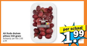 Albert Heijn Ah rode druiven pitloos 500 gram aanbieding