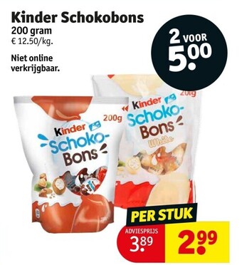 Kruidvat Kinder schokobons 200 gram aanbieding