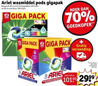 Kruidvat Ariel wasmiddel pods gigapak aanbieding