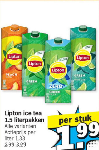 Albert Heijn Lipton ice tea 1.5 literpakken aanbieding