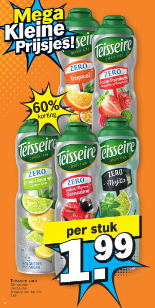 Albert Heijn Teisseire zero aanbieding