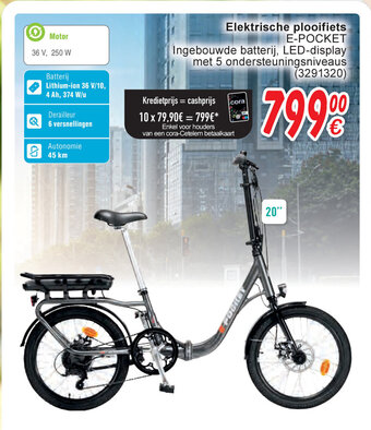 Cora Elektrische plooifiets E-POCKET aanbieding