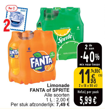Cora Limonade FANTA of SPRITE aanbieding