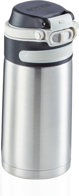 Bol.com Leifheit thermosbeker flip - 350 ml - rvs - zilver aanbieding