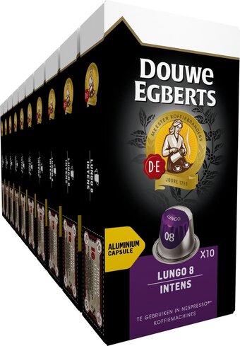 Bol.com Douwe egberts lungo intens koffiecups - intensiteit 8/12 - 10 x 10 capsules aanbieding