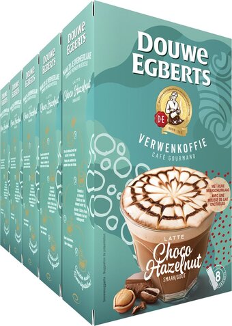 Douwe egberts latte choco hazelnut oploskoffie - 5 x 8 zakjes