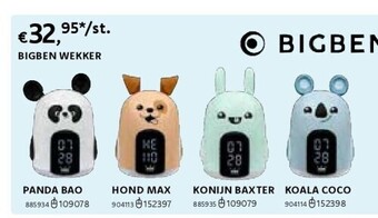 Dreamland BIGBEN WEKKER: Panda bao, honda max, Konijn Baxter , Koala coco aanbieding