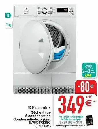 Cora Electrolux sèche-linge à condensation condensatiedroogkast ew6c4723sc aanbieding