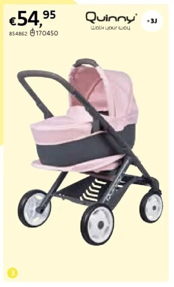 SMOBY 3-in-1 POPPENWAGEN QUINNY ROZE