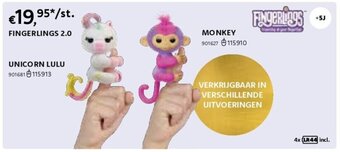 Dreamland FINGERLINGS 2.0 UNICORN LULU / MONKEY aanbieding