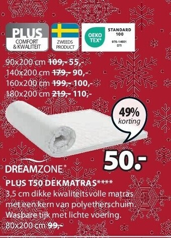 Jysk Plus t50 dekmatras aanbieding