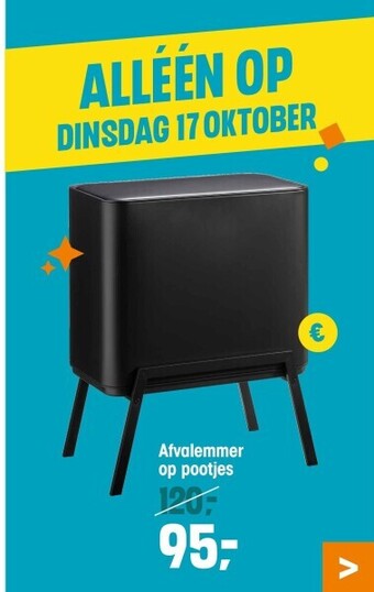 Kwantum Afvalemmer op pootjes aanbieding