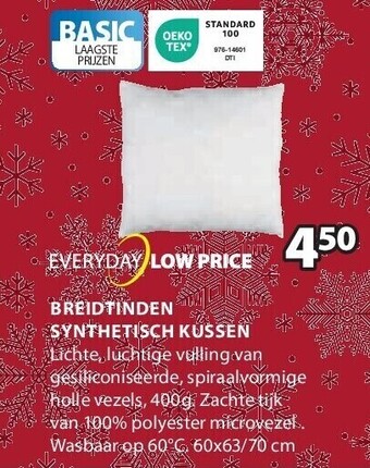 Jysk Breidtinden synthetisch kussen aanbieding
