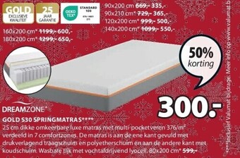 Jysk Gold s30 springmatras aanbieding