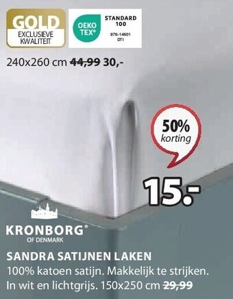Jysk Sandra satijnen laken aanbieding