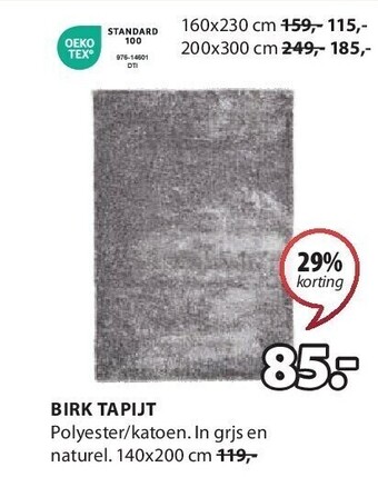 Jysk Birk tapijt aanbieding