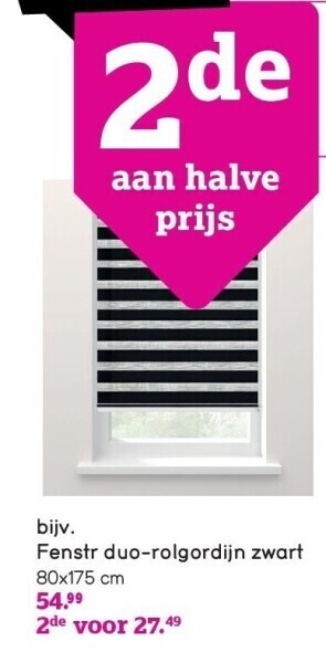 Leen Bakker Fenstr duo-rolgordijn zwart aanbieding