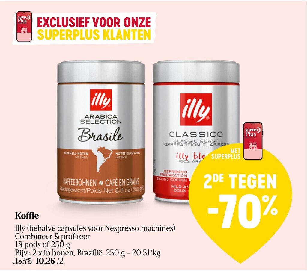 Koffie Illy (behalve capsules voor Nespresso machines) promotie bij