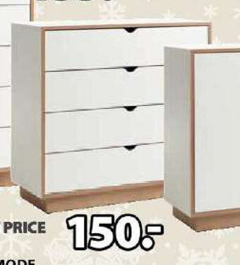 Jysk MAMMEN COMMODE 4 lades breed B90 x H86 x D38 cm aanbieding