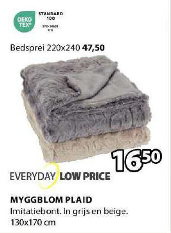 Jysk MYGGBLOM PLAID aanbieding