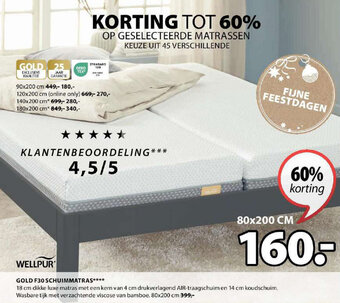 Jysk GOLD F30 SCHUIMMATRAS aanbieding