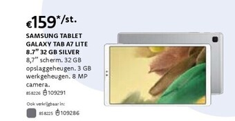 Samsung tablet galaxy tab a7 lite 8.7” 32 gb silver