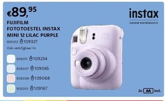 Fujifilm fototoestel instax mini 12 lilac purple