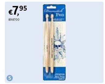 Dreamland Balpen drumstick pen blauw - 2 stuks aanbieding