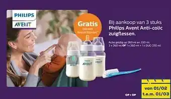 Gratis blauwe flessenborstel bij aankoop van 3 stuks philips avent anti-colic