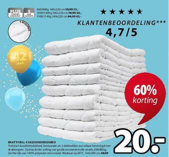 Jysk Brattfjell 4 Seizoenendekbed aanbieding
