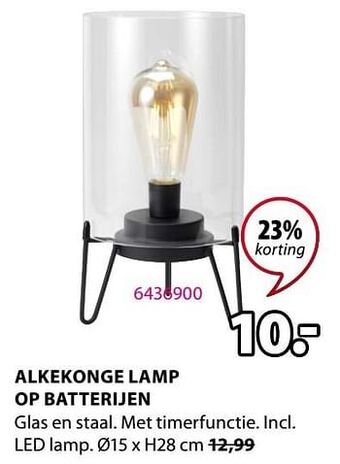 Jysk Alkekonge lamp op batterijen aanbieding