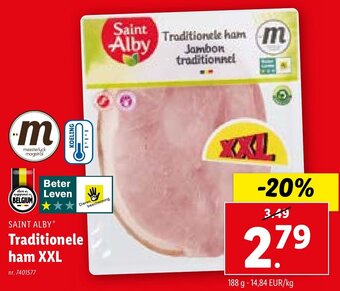 Lidl SAINT ALBY Traditionele ham XXL 188g aanbieding