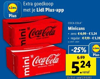 Lidl Coca-Cola Minicans 12 x 15cl aanbieding