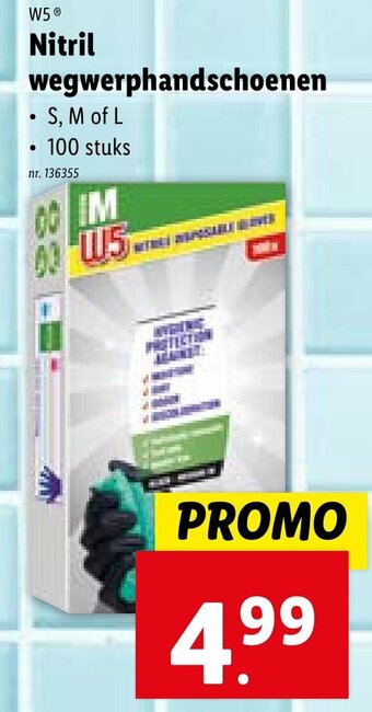 Lidl W5 Nitril wegwerphandschoenen aanbieding