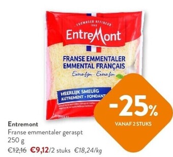 OKay Entremont franse emmentaler geraspt 250 g aanbieding
