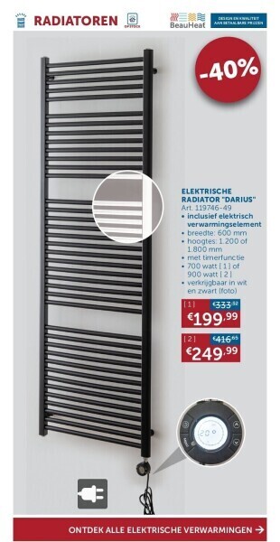 Zelfbouwmarkt ELEKTRISCHE RADIATOR "DARIUS" aanbieding