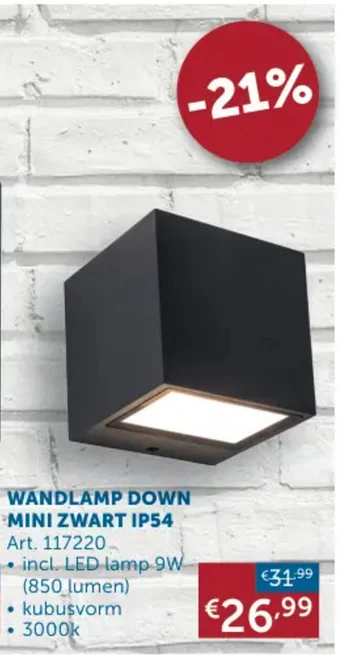 Zelfbouwmarkt WANDLAMP DOWN MINI ZWART IP54 aanbieding