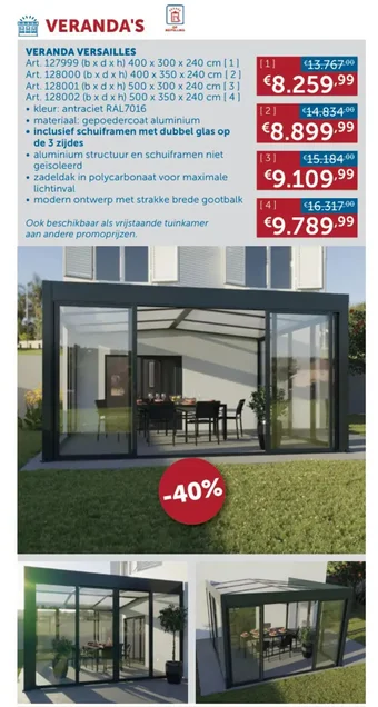 Zelfbouwmarkt VERANDA VERSAILLES 400 x 300 x 240 cm aanbieding